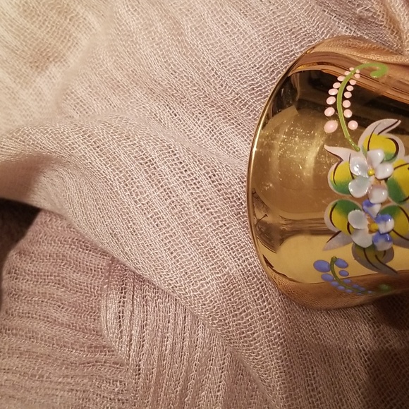 70s Vintage 24 Carat Gilded Venetian Cobalt Blue Blown Glass Bud Vase - Picture 17 of 17